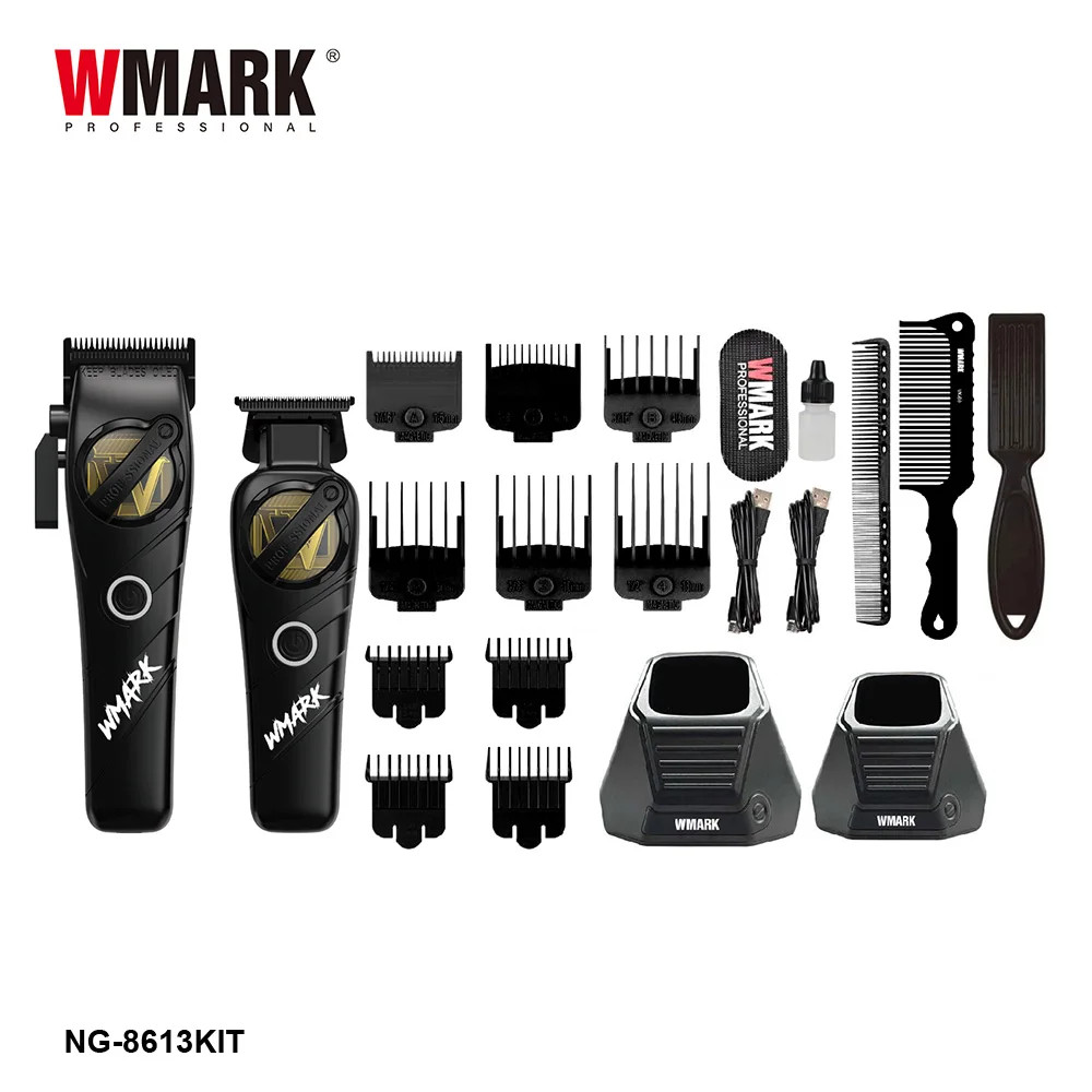 WMARK NG-8613 Pro Hair Clipper — High-Speed DLC Blade Trimmer w/ Charge Stand