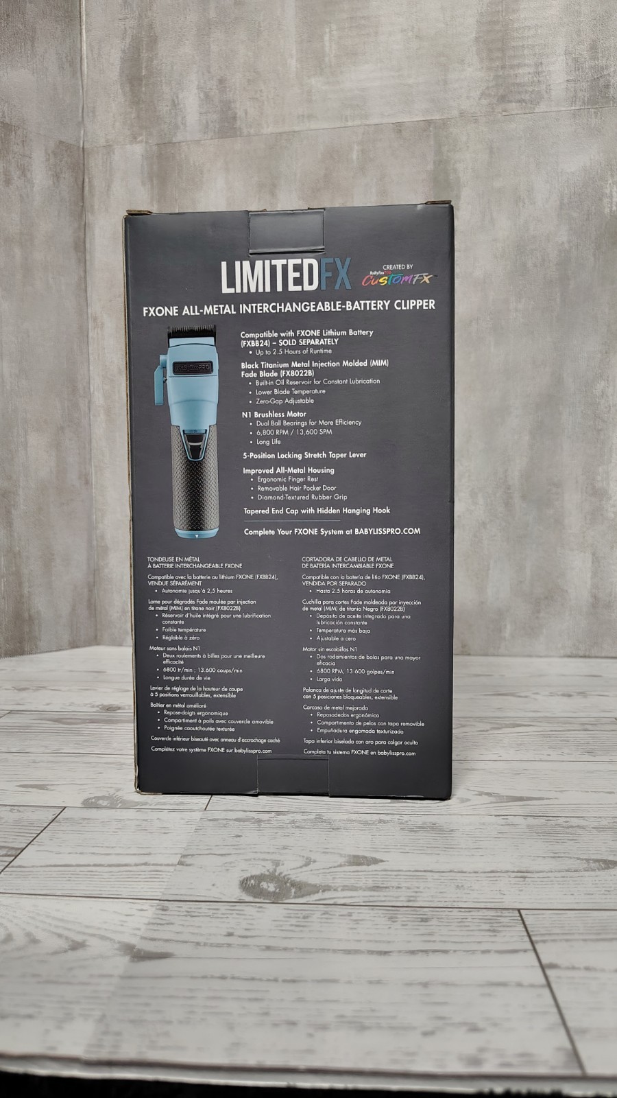BaBylissPRO FXONE FX8022B Cordless Hair Clipper Kit Blue/Gray Square Blade