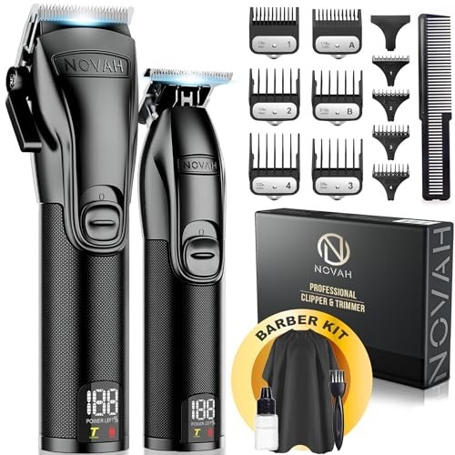 Professional Hair Clippers Cordless Barber Kit for Men Metal LED Display Fast