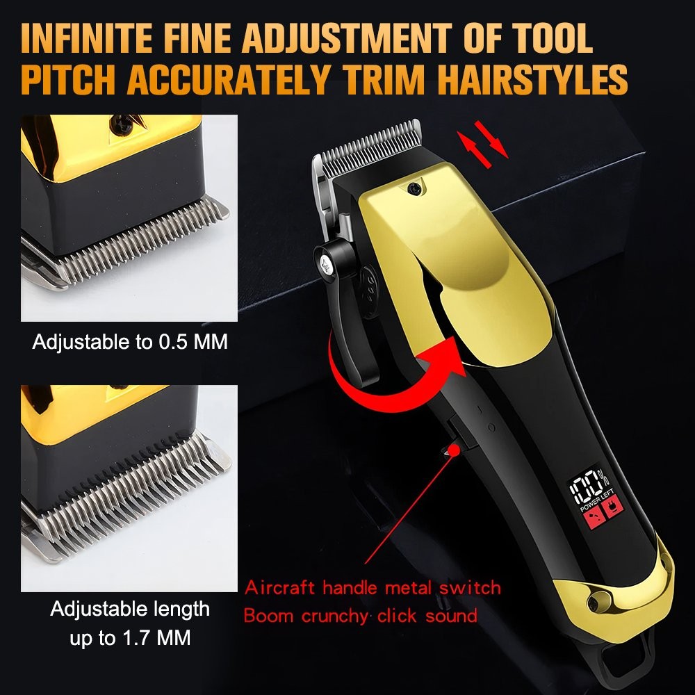 Professional Men Hair Clipper Set Cordless Electric Trimmer Rechargeable Shaver