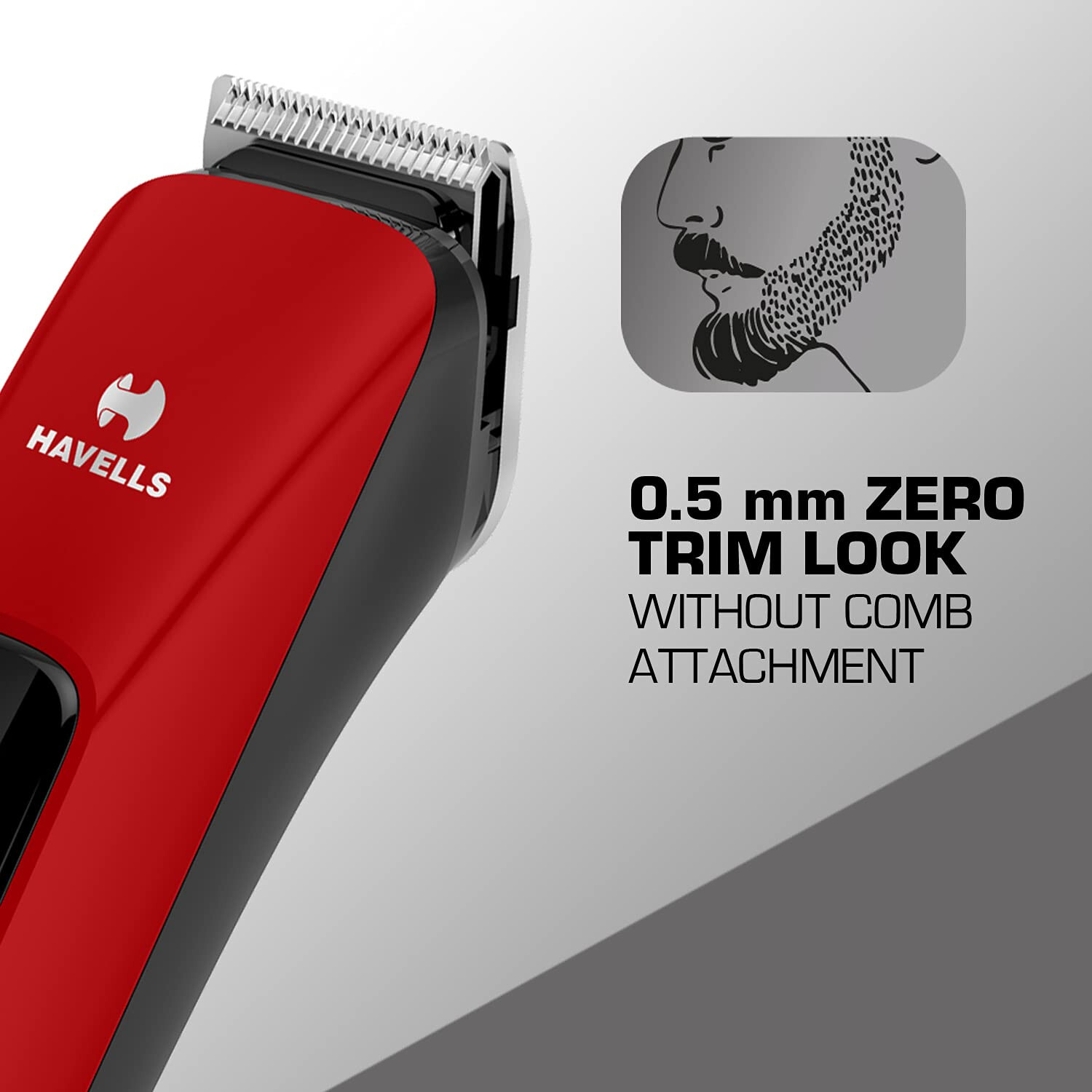 Havells BT5111C Cordless Beard Trimmer -Black and Red,Rechargeable,
