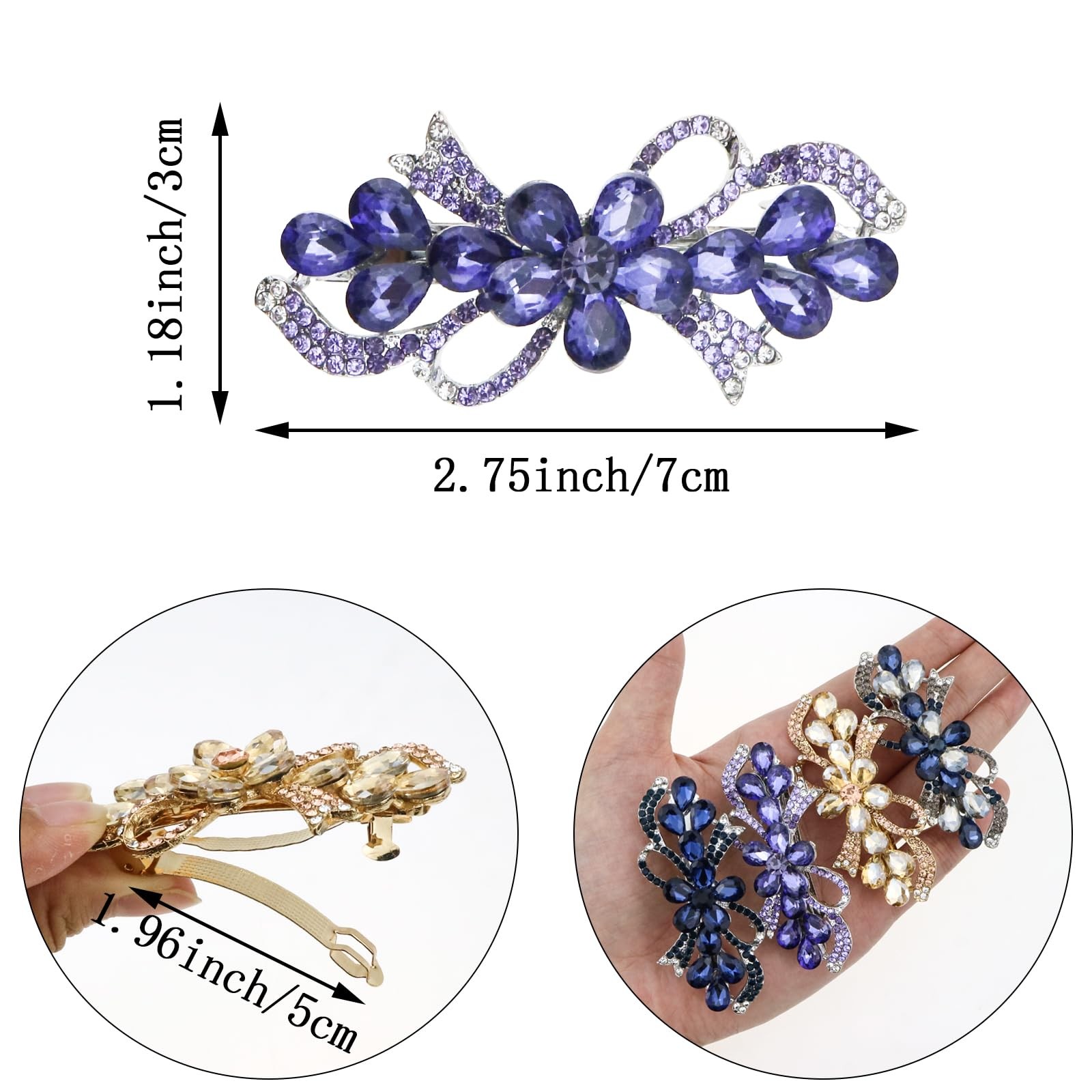 4PCS 4 ColorsExquisite Rhinestone Bowknot 1 Count (Pack of 4), Multicolor