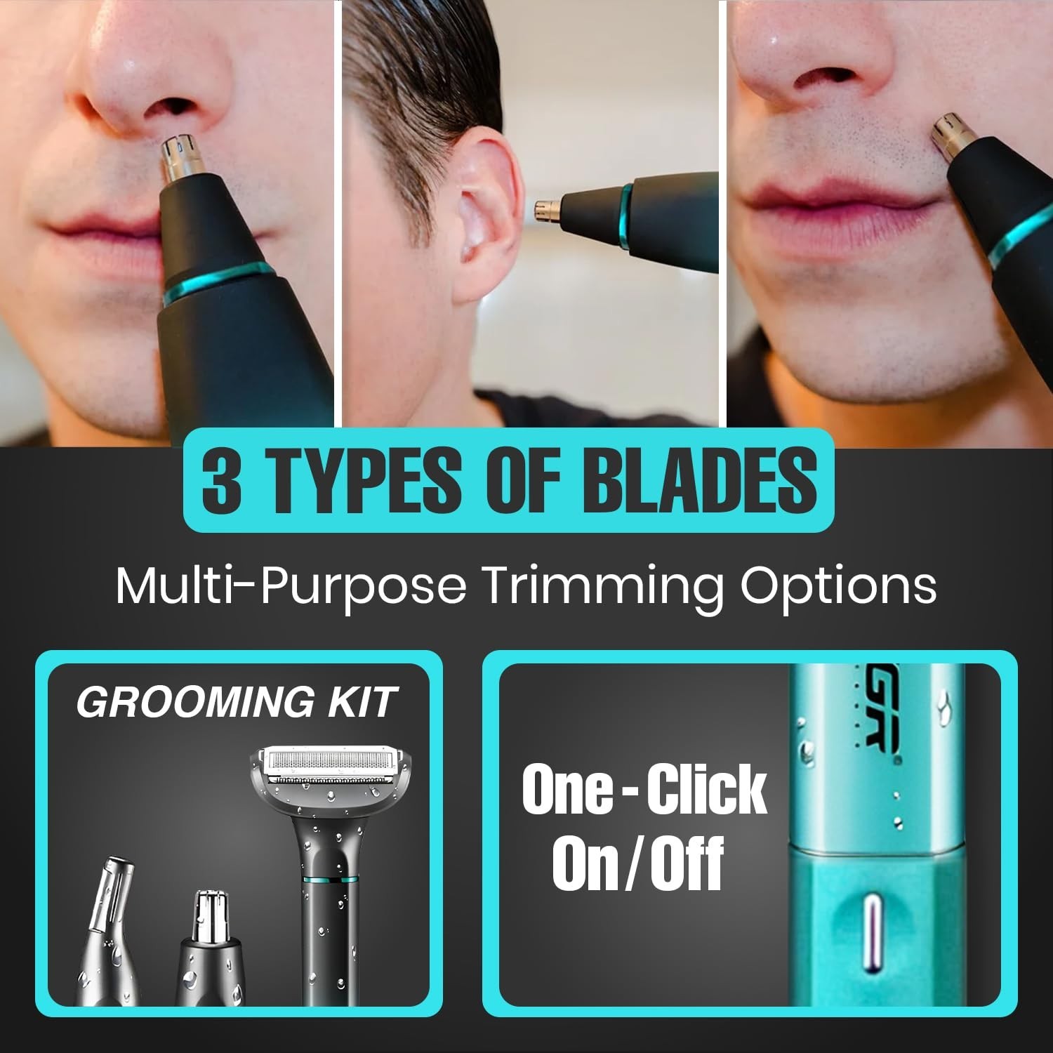 VGR V-625 Professional 3-in-1 Men’s Grooming Kit, 60-Minute Runtime, USB-C