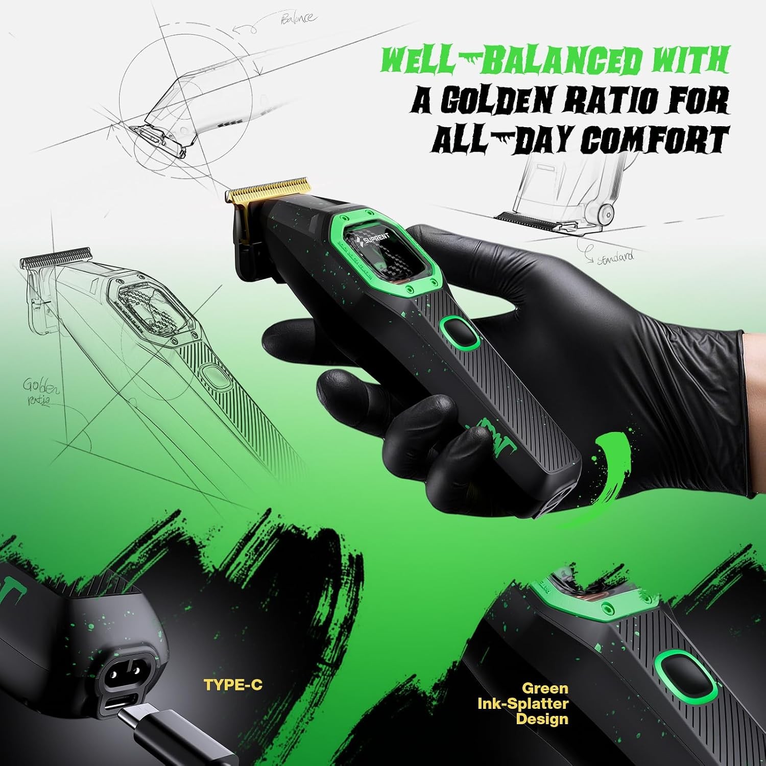 Professional Barber Trimmers 13,000 RPM Vector High Performance Electric