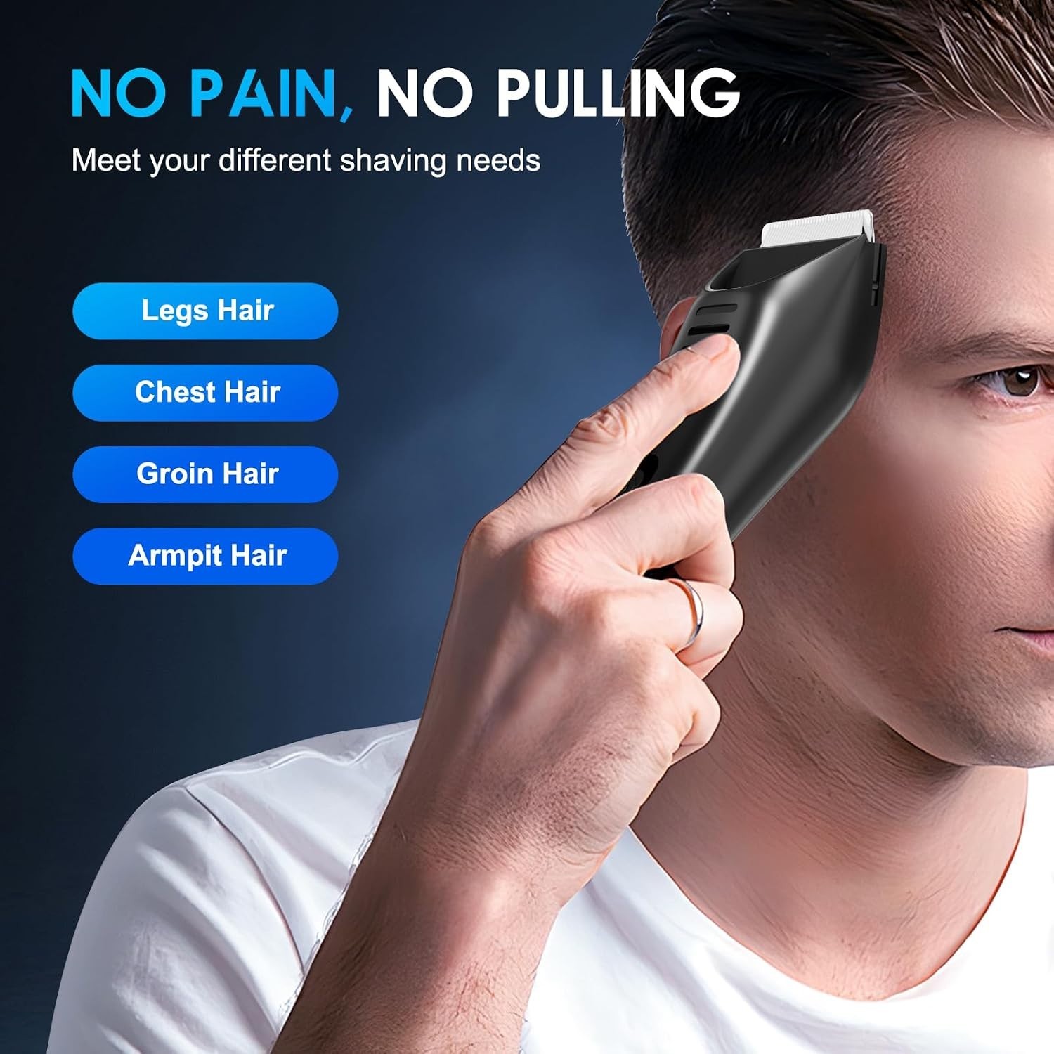 Electric Body Hair Trimmer – Waterproof Trimmer for Men with LED Light, Wet/D…