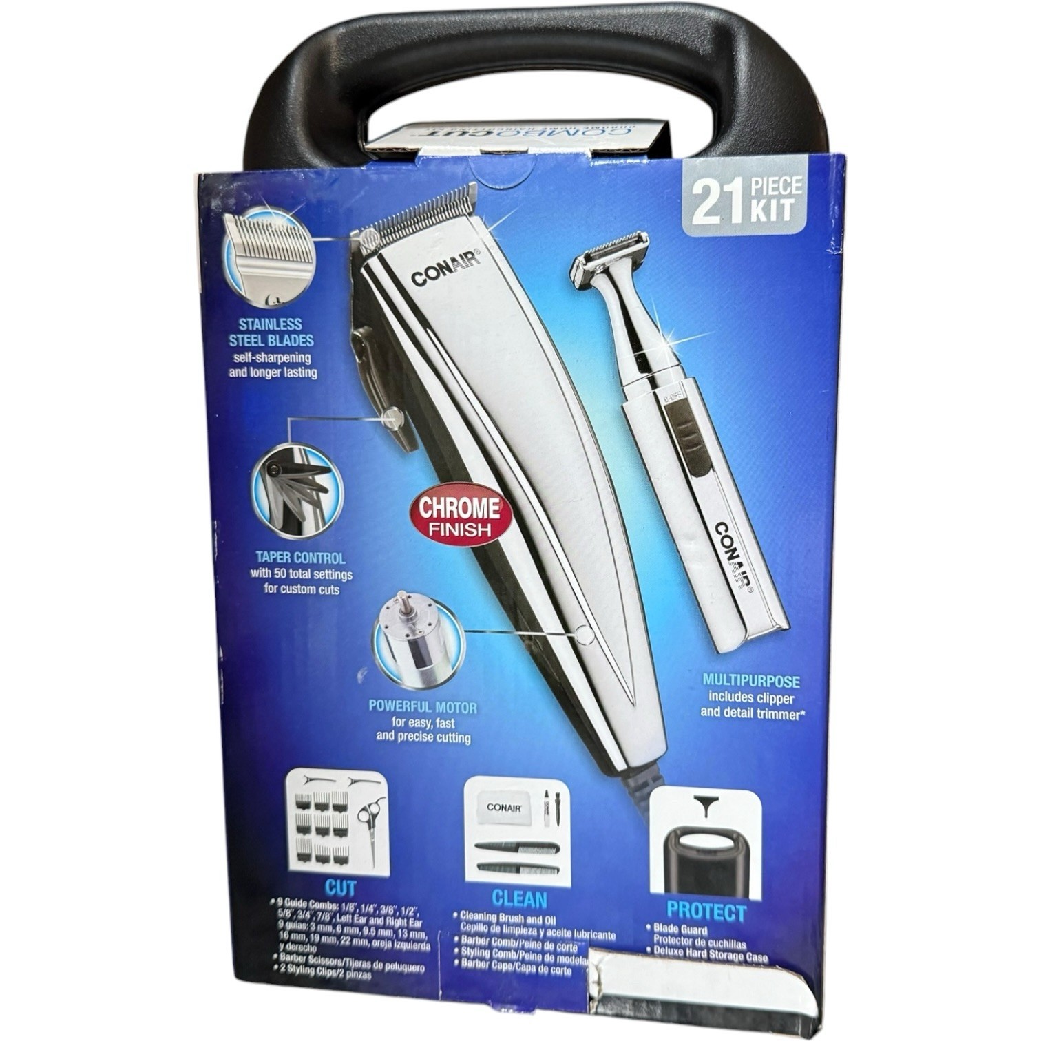 Conair Combo Cut Chrome Haircutting Kit 21 Piece Stainless Steel Blades