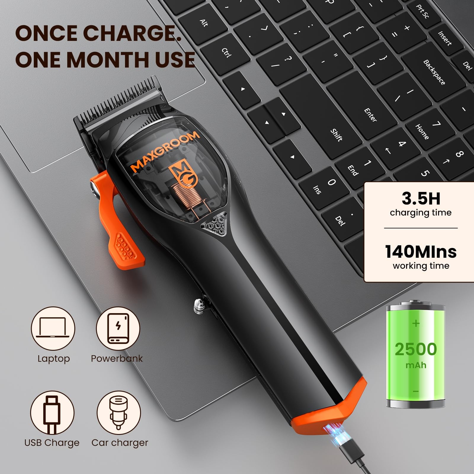 9000 RPM Cordless Mens Hair Clipper for Hair Cutting, Fading