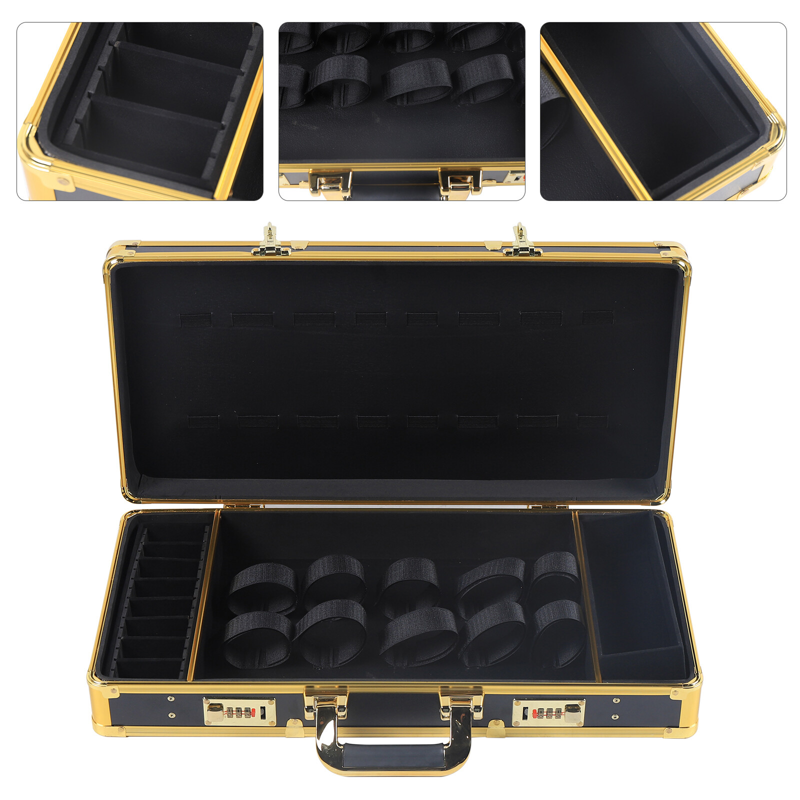 Large Barber Carrying Case for Clippers, Trimmers & Tools Black Gold Lock