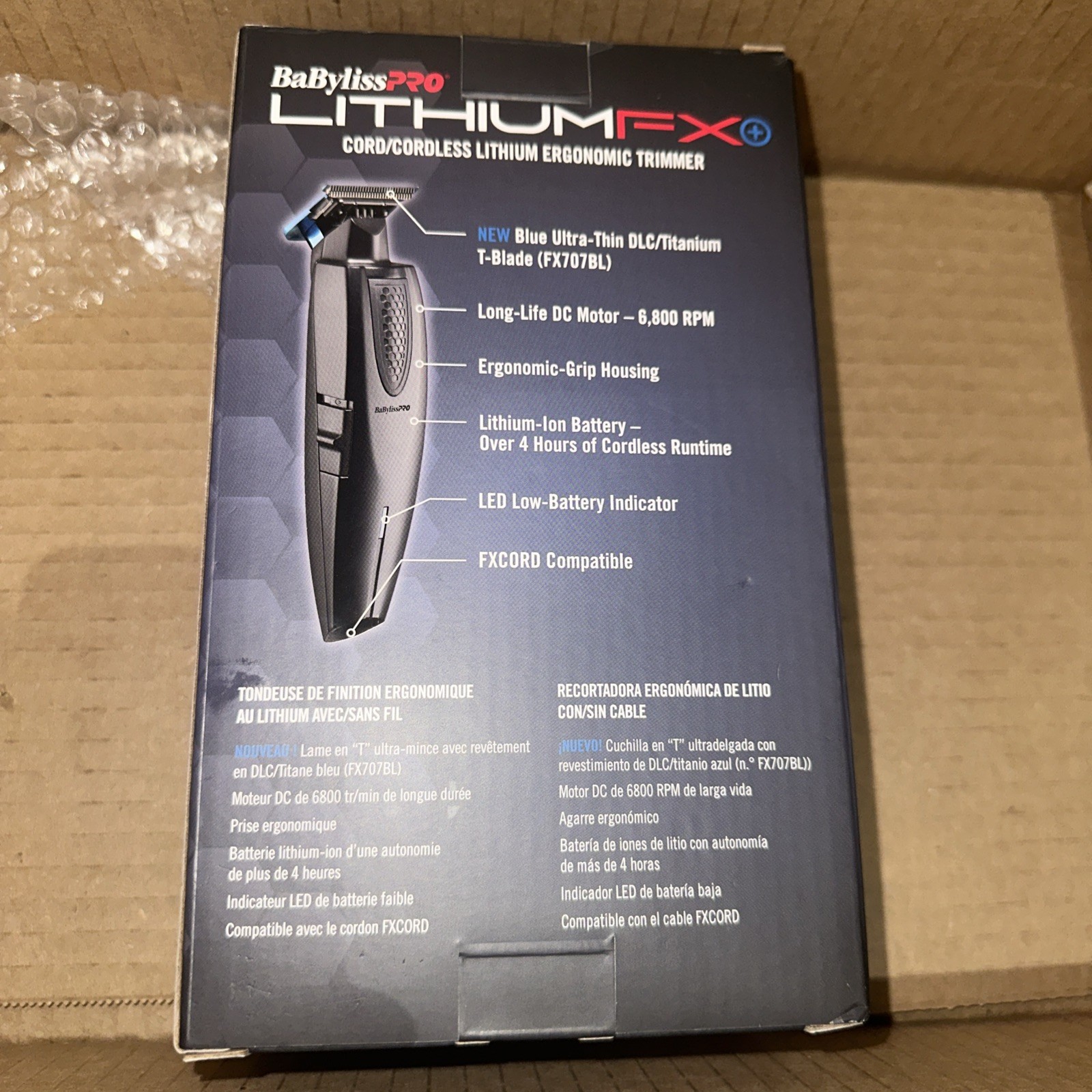 BaBylissPRO LITHIUMFX+ Matte Black Cord/Cordless Ergonomic Trimmer | FX773NMB