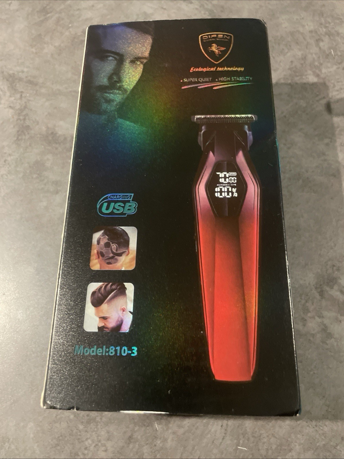 Difen 810-3 T-Blade Hair & Beard Trimmer USB Quick Charge Chrome Blue!