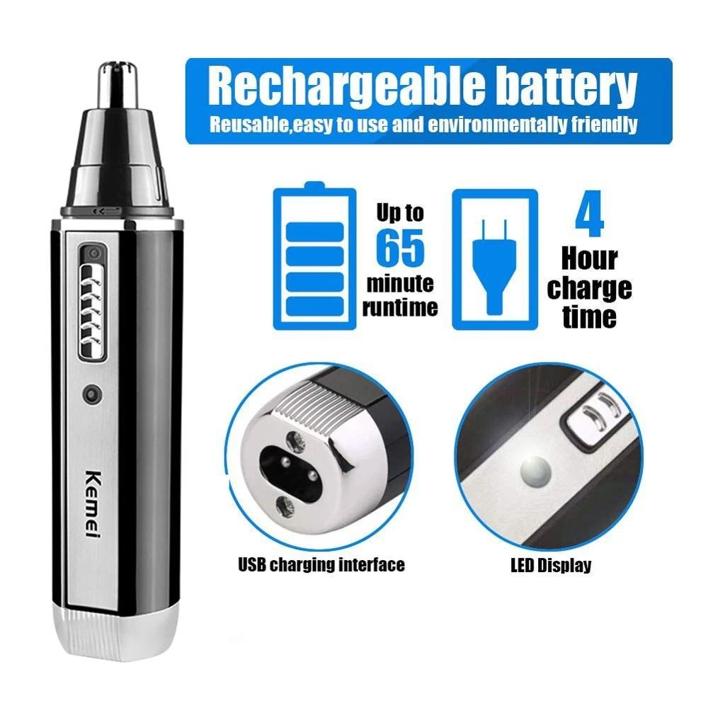 4in1 Rechargeable Nose Ear Eyebrow Beard Trimmer Ear Hair Removal Clean for Men