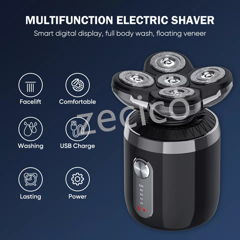 Men’s Electric Shaver 3D Electric Shavers for Male IPX7 Rotary Cordless Wet/Dry