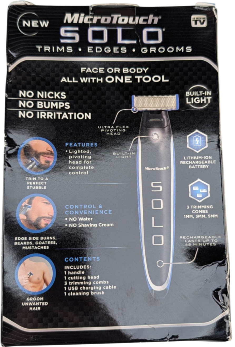 MicroTouch Solo Rechargeable Full Body Groomer Trimmer USB 3 Combs New Sealed