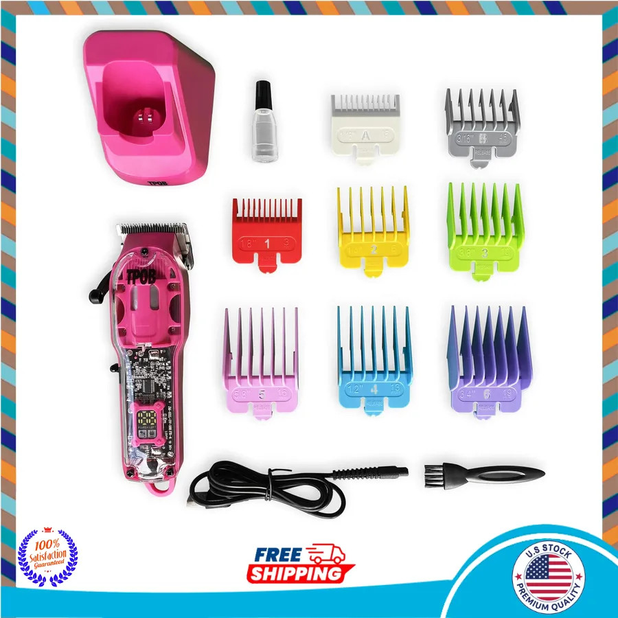 TPOB Slime 2 Barber Hair Clippers 6800 RPM X Fade Blade Matte Green Pink