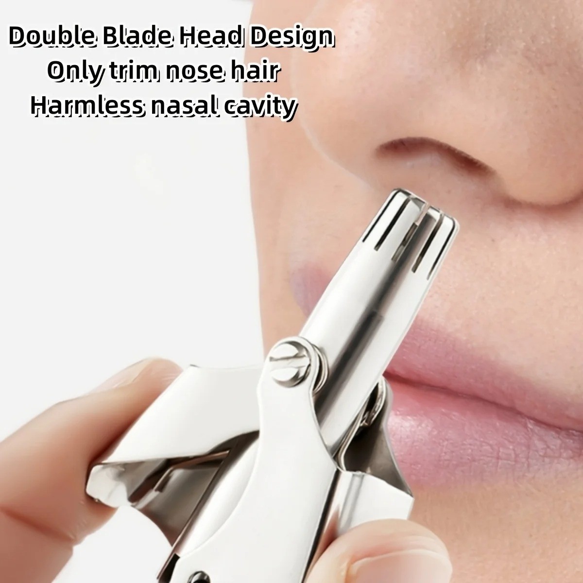 Stainless Steel Nose Hair Trimmer – Manual, Washable & Travel-Friendly for Men