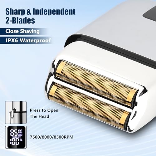 SUNNOW Men’s Cordless Hair Clippers, Beard Trimmer & Foil Shaver Kit, Waterproof