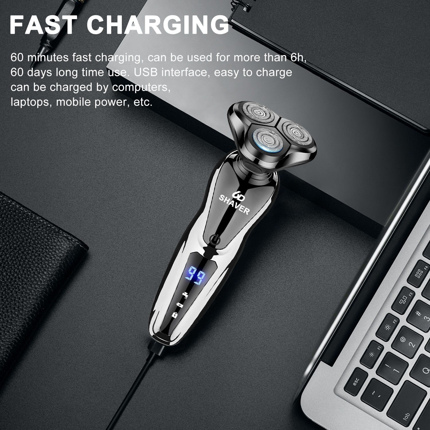 Face Clean Shave – Rechargeable USB, Cordless Electric Shaver Razor for Men