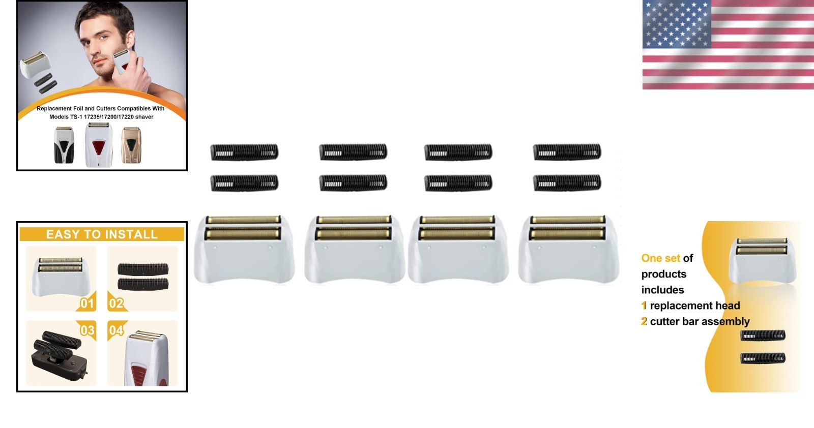 Shaver Head Cutter Foil Set, Andis 17150TS-1