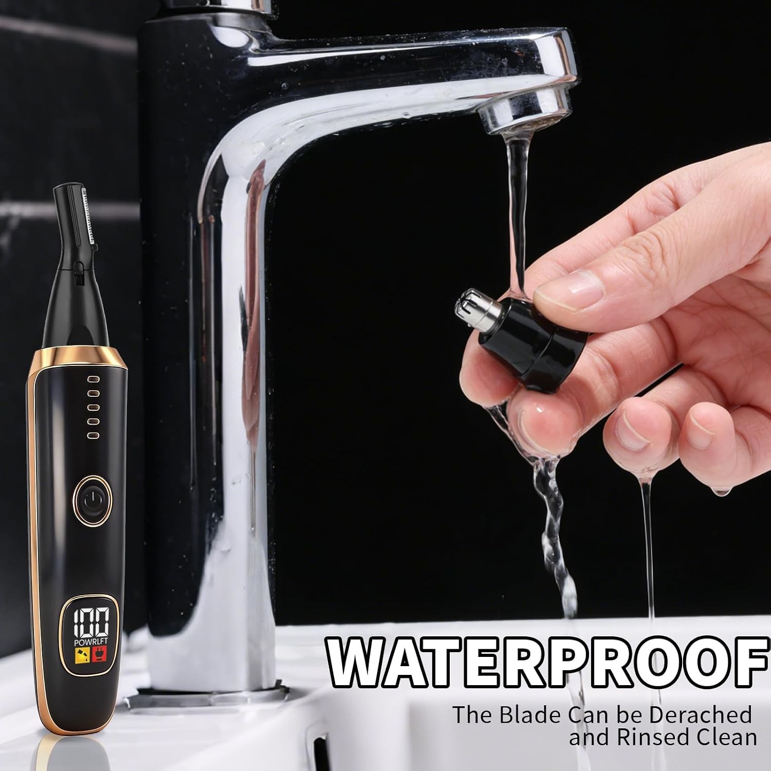 2-in-1 Nose & Ear Hair Trimmer with LED Display USB Rechargeable Waterproof