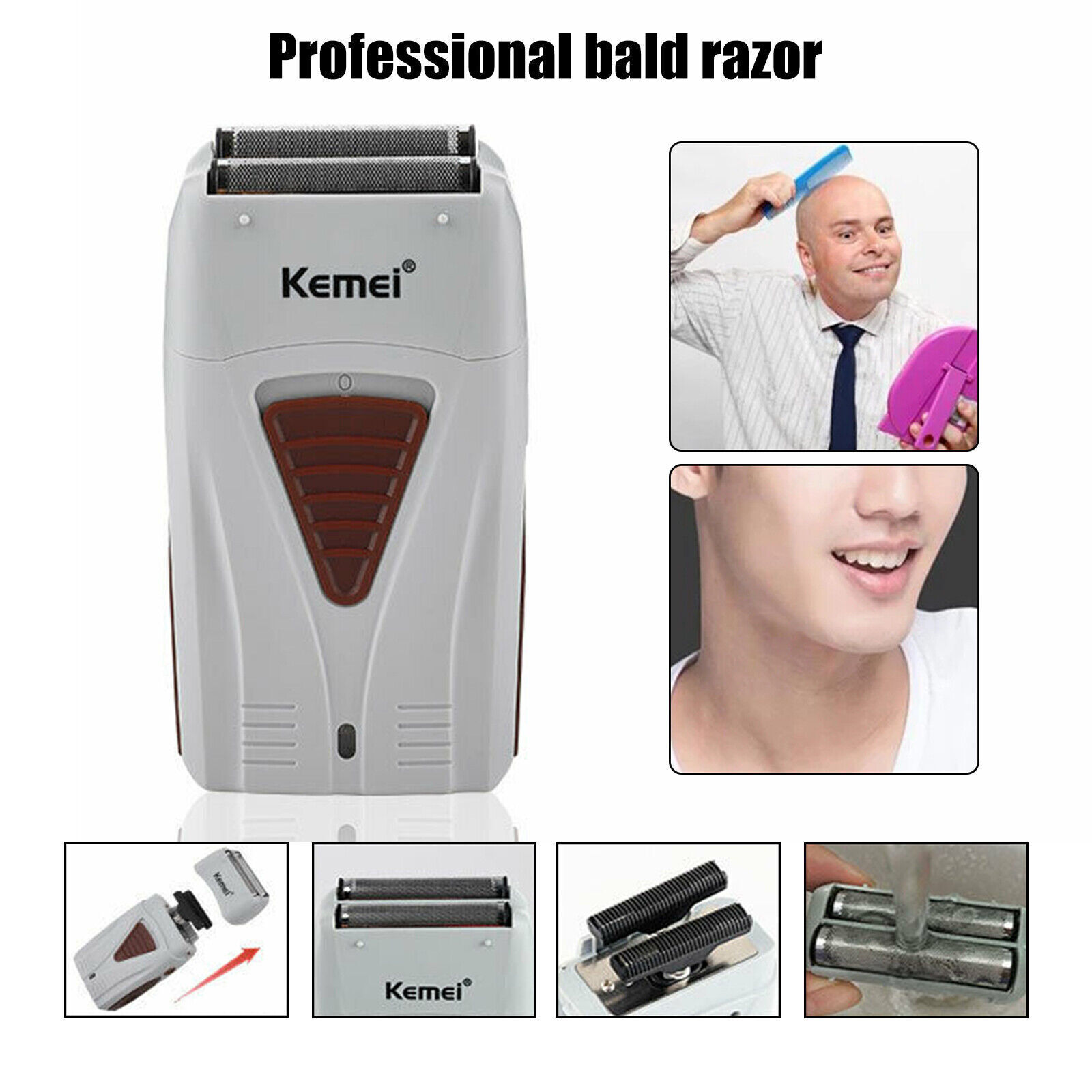 Men’s Hair Clipper Trimmer Bald Kemei Electric Head Blade Dual Foil Shaver Blade