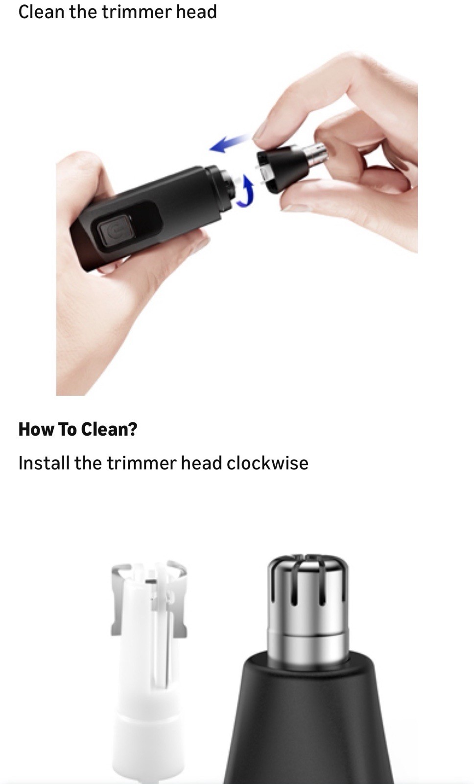 New Professional Painless USB Rechargeable Rotating Hair Trimmer for Ears & Nose