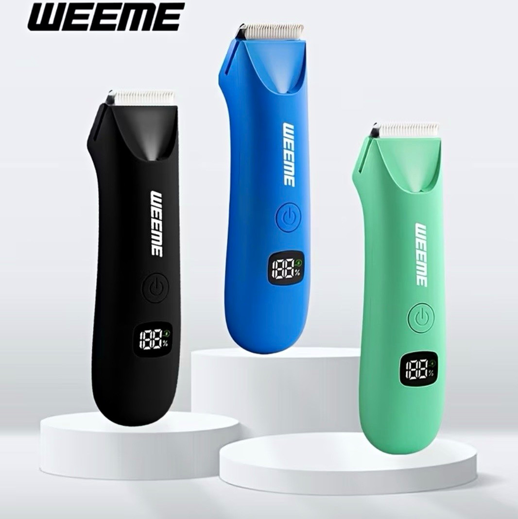 WEEME Body Trimmer USB Rechargeable LED Light Stainless Blade Digital, 4 Guards