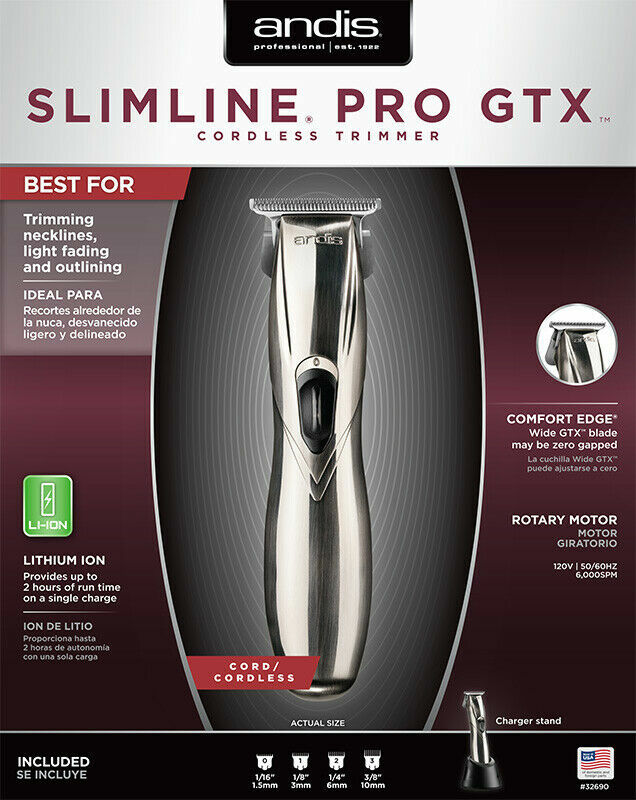 Andis Slimline Pro GTX Wide Blade Lithium Ion Cordless Hair Trimmer #32690 – NEW