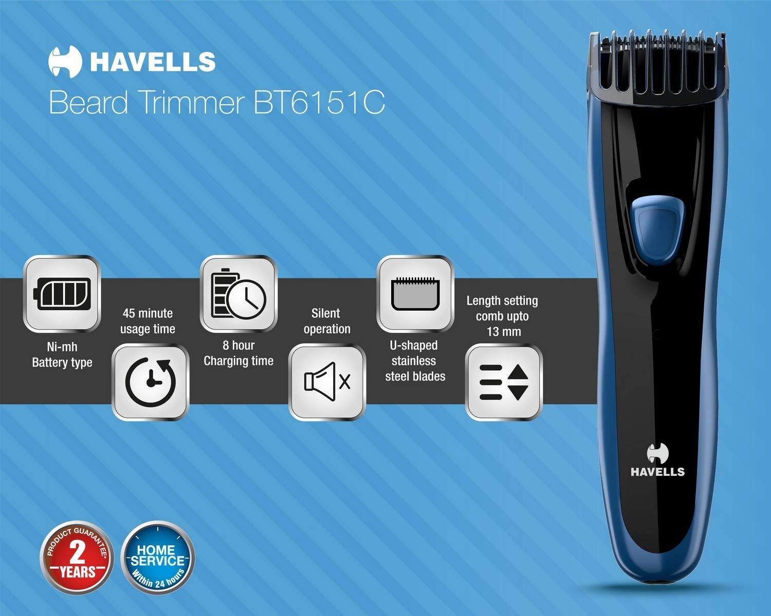Havells BT6151C Rechargeable Trimmer (Ink Blue) / FREE SHIPPING