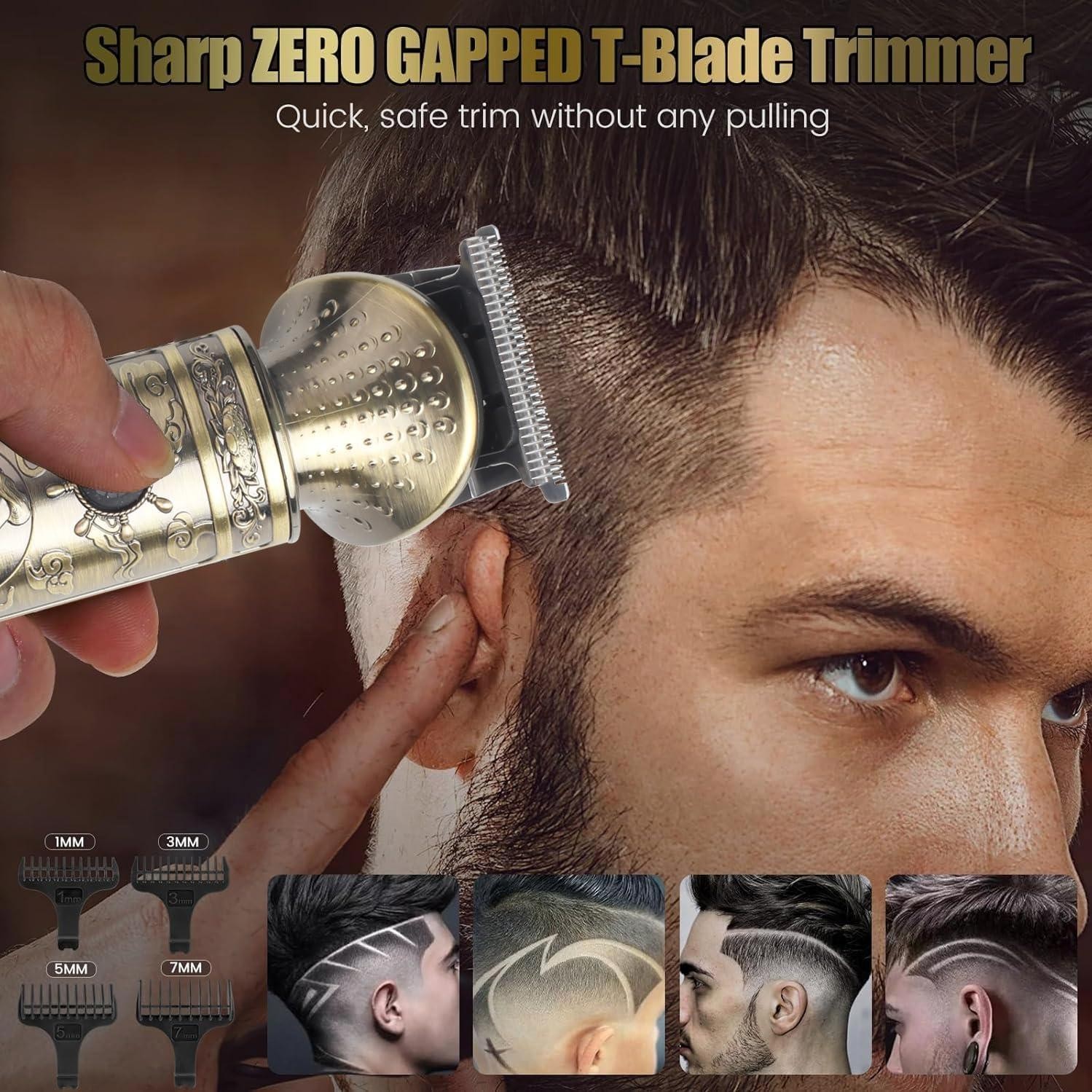 Trimmer Kit Professional Hair Clipper Zero Gapped T-Blade Electric Shaver Razor