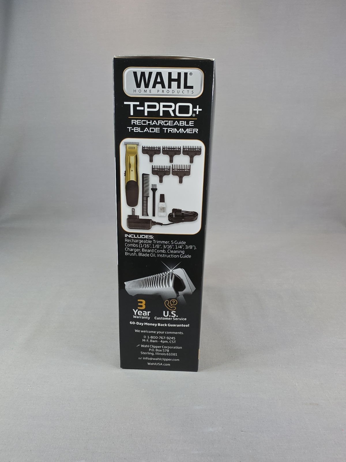 Wahl T-Pro Plus, USB Rechargeable Battery Trimmer, Gold with Rubber Grips – 3028