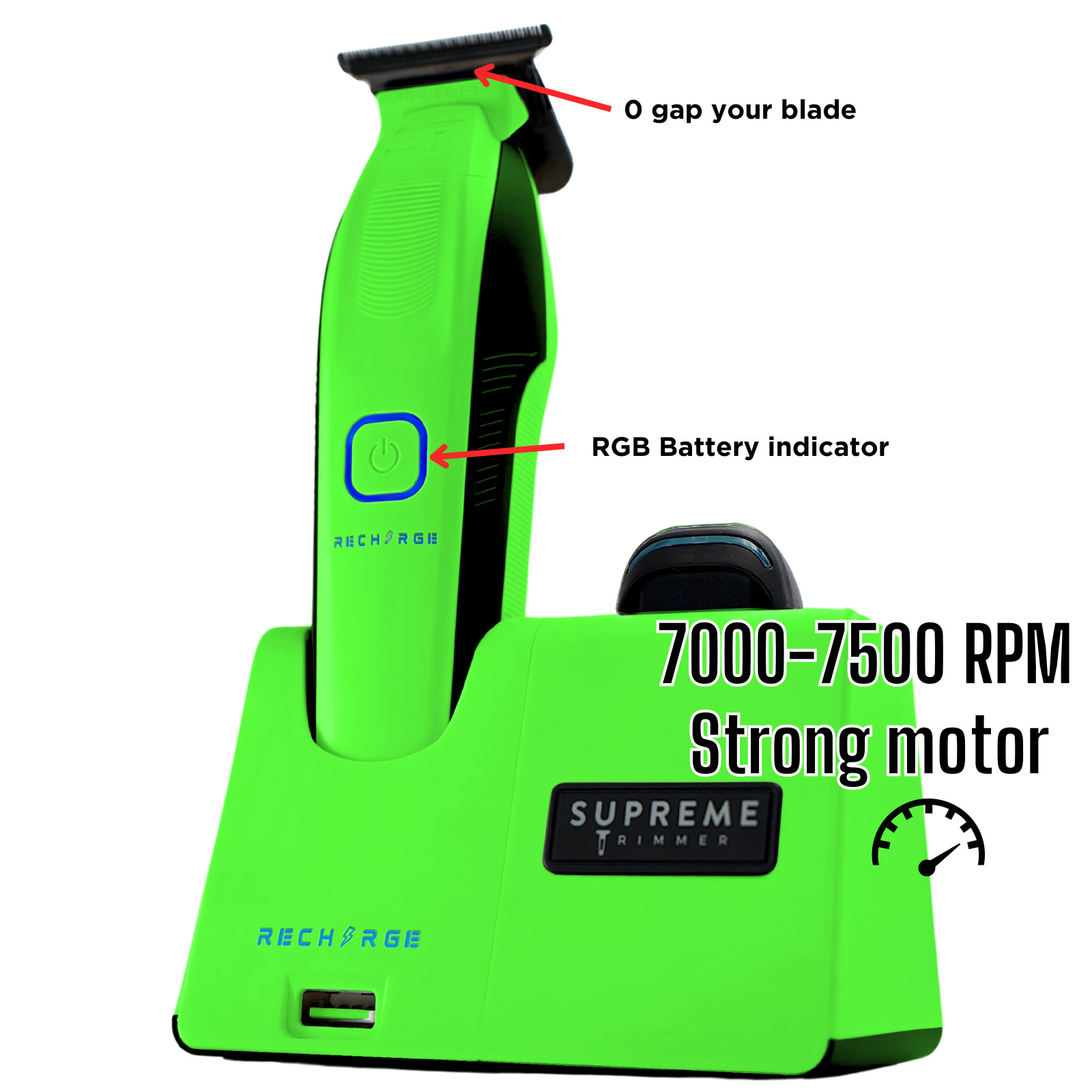 Supreme Trimmer RECHARGE Trimmer ST777 | 7500 RPM, Zero Gappable Trimmer | Acid
