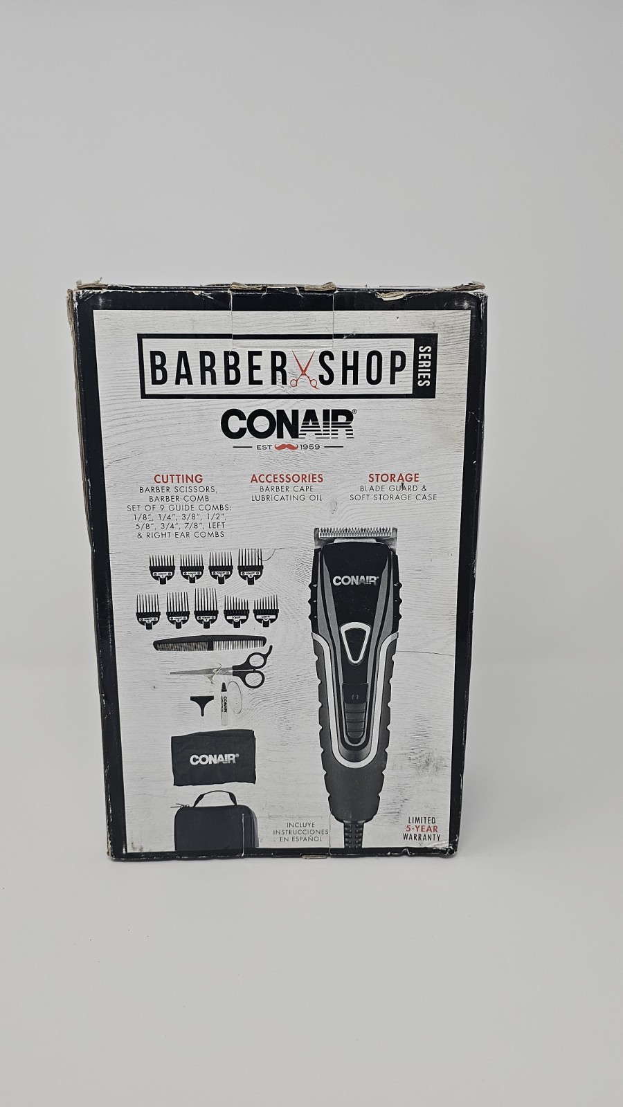 Conair Barber Hair Clippers, Barbershop Series No-Slip Grip 16-Piece Cutting Kit