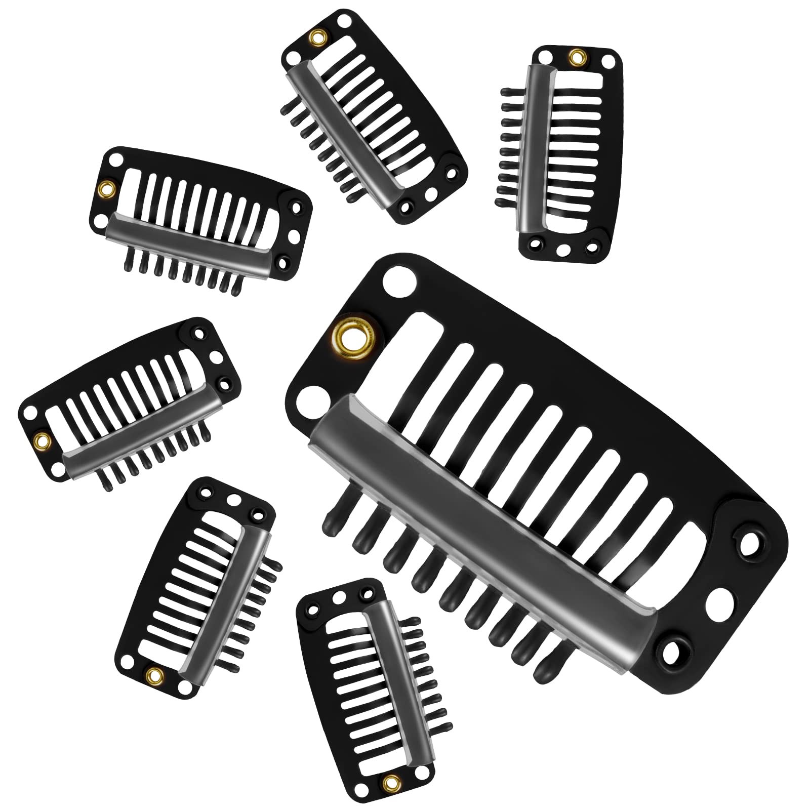WILLBOND 30 Pieces 32 mm 9-teeth Hair Extension 30 Count (Pack of 1), Black