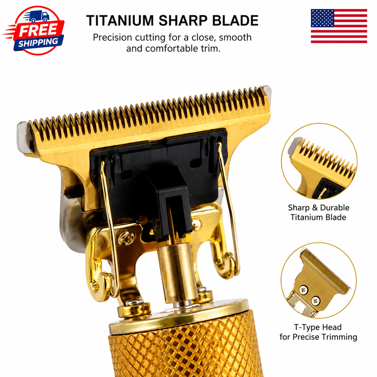 Vintage T9 Barbeador Gold Beard Hair Trimmer Cutter Machine for Men