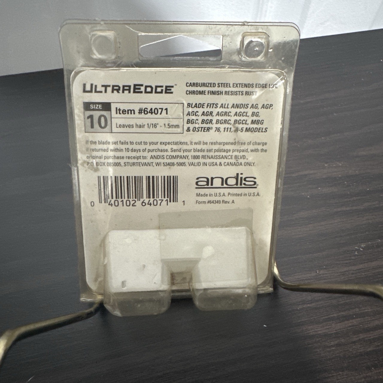 Andis UltraEdge Clipper Blade #10 1.5mm Square Head Silver MPN 64071