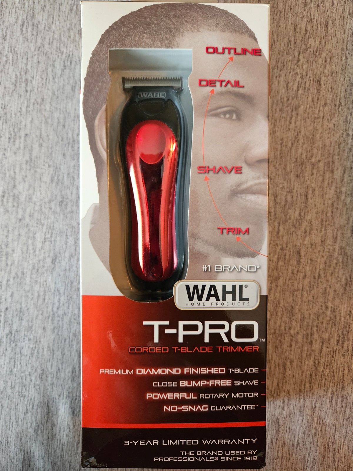 Wahl T-Pro Corded T-Blade Trimmer Red Black 09307-300 Close Shave Detailer NEW