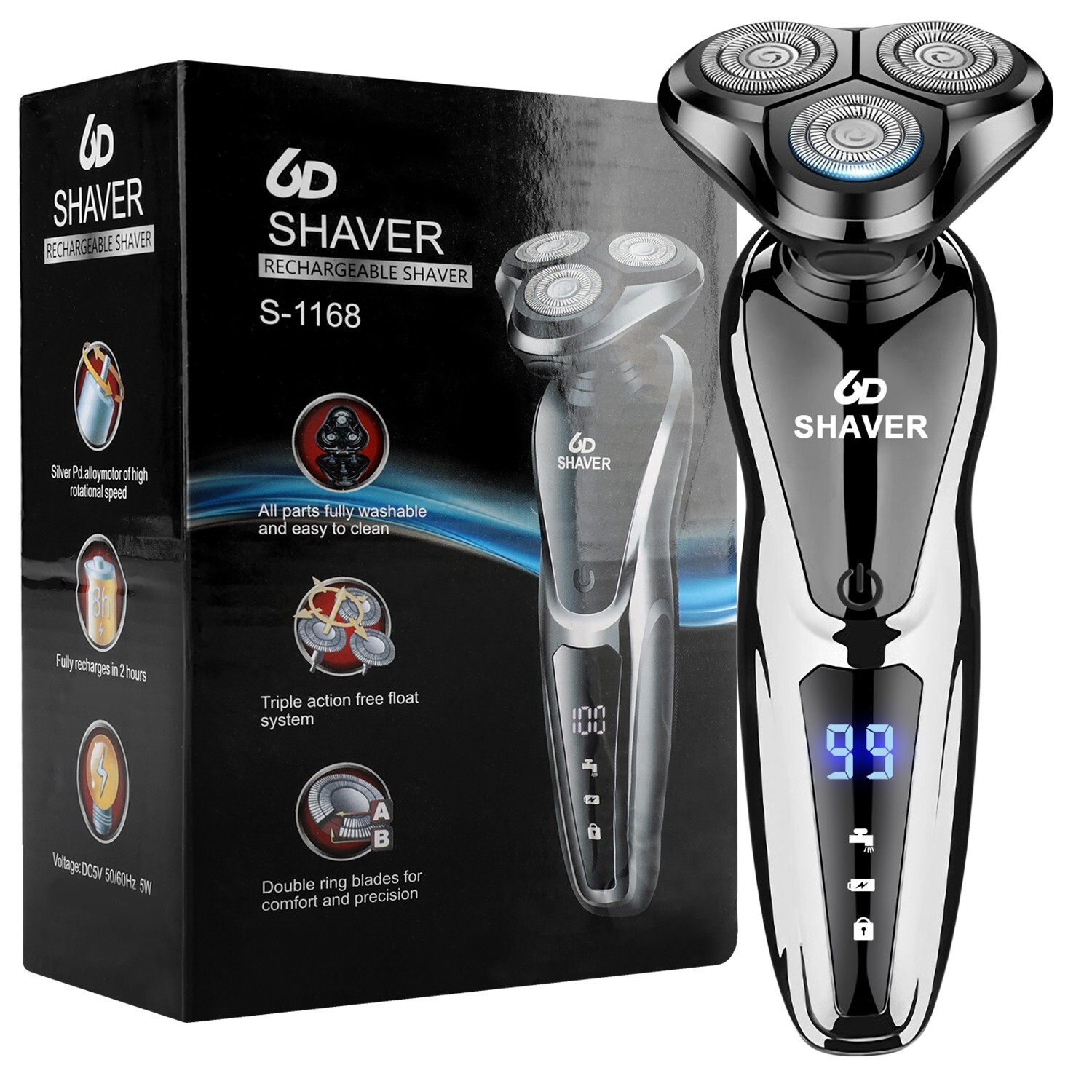 Wet & Dry Electric Beard Shaver Trimmer Razor USB Rechargeable Men Grooming Kit