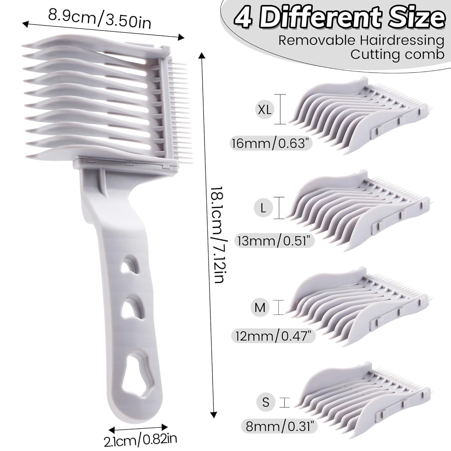 4-in-1 Detachable Fade Comb Set, 4 Different Size Barber Fade Co…