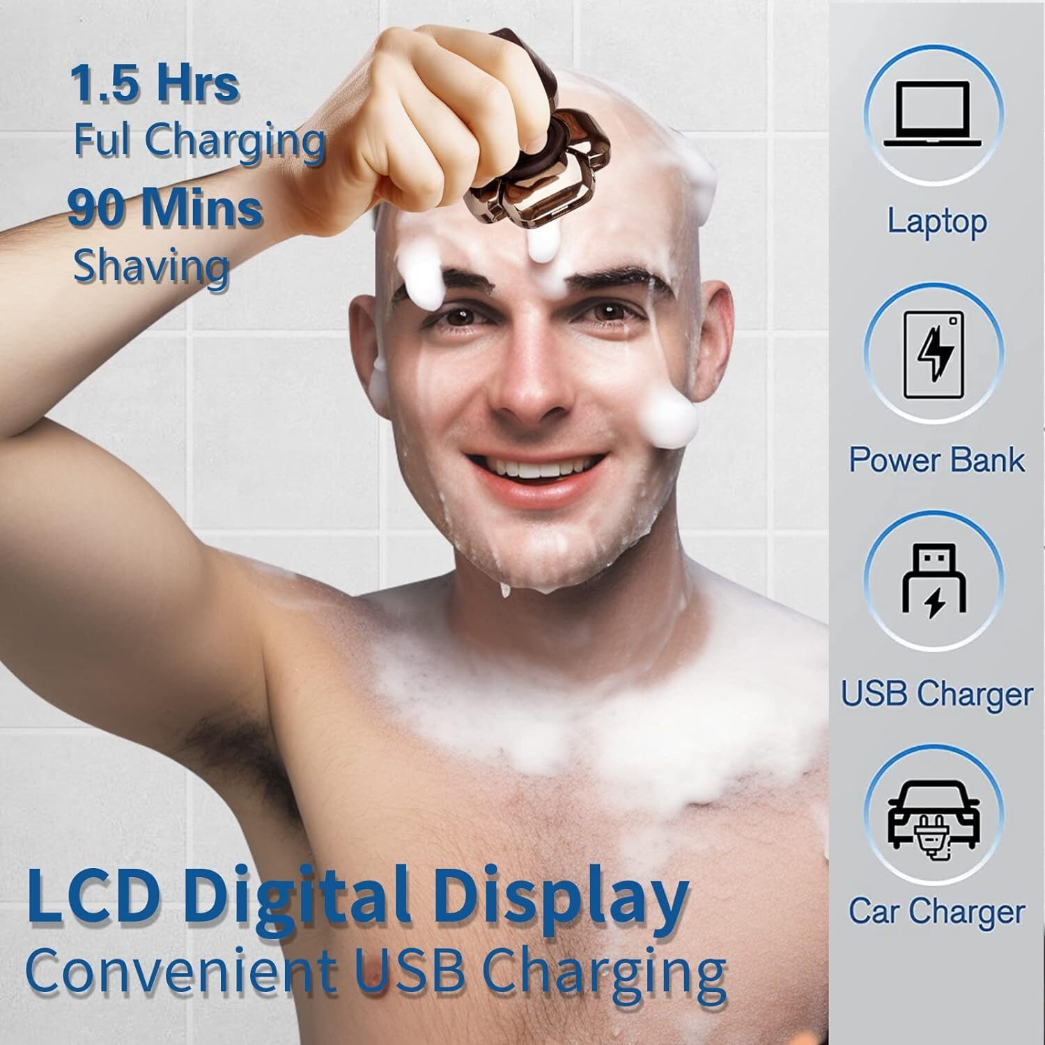 6in1 Electric Shaver Wet/Dry Trimmer Rotary Razor Beard Shaving USB Rechargeable