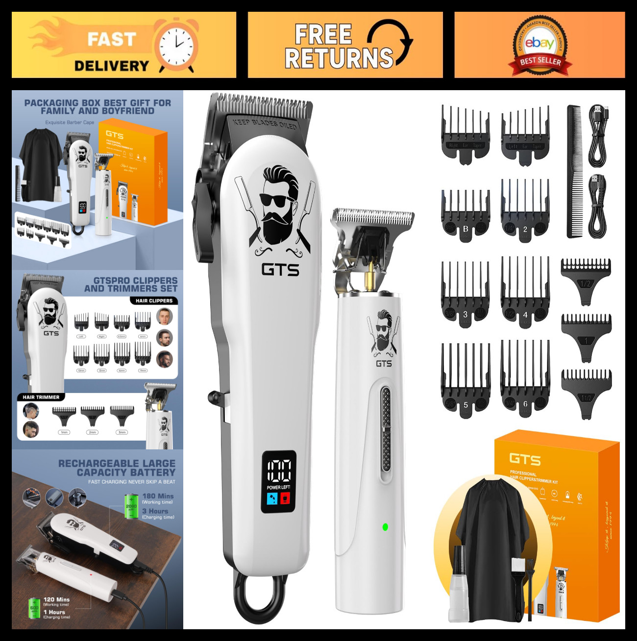 Professional Hair Clippers and Trimmers Set for Men – Electric Hair Cutting Kit,