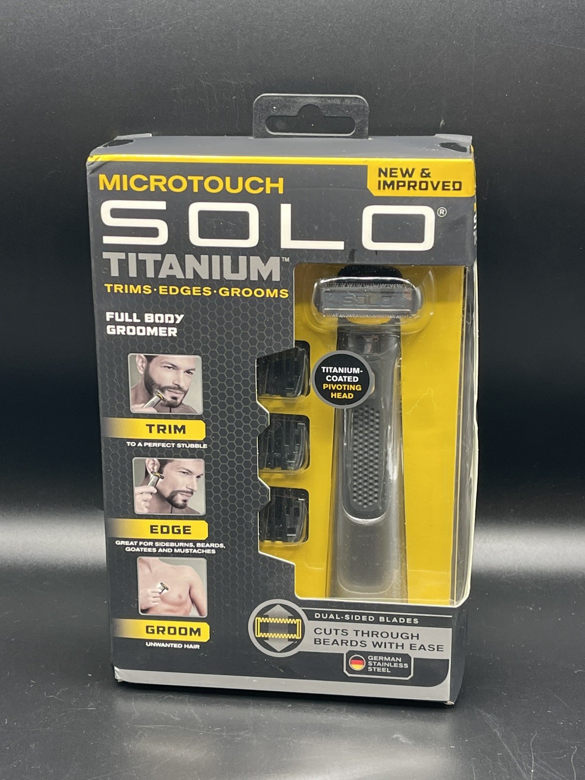 Micro Touch Solo Titanium Grooming Trimmer, Dual-Sided Blades Built-In Light Men