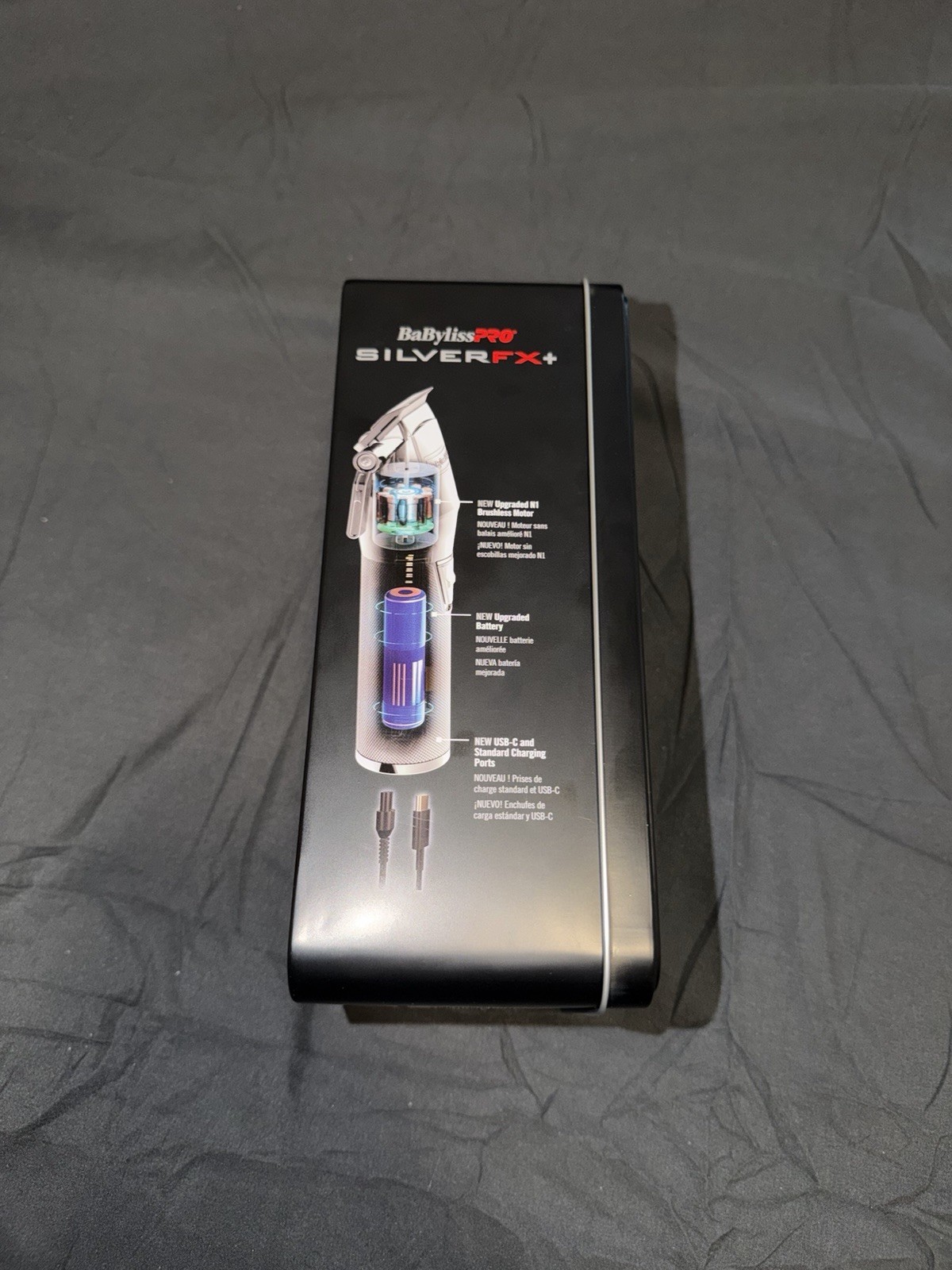 BaBylissPRO SilverFX+ Silver Cordless Hair Clipper, USB-C, Dual Voltage