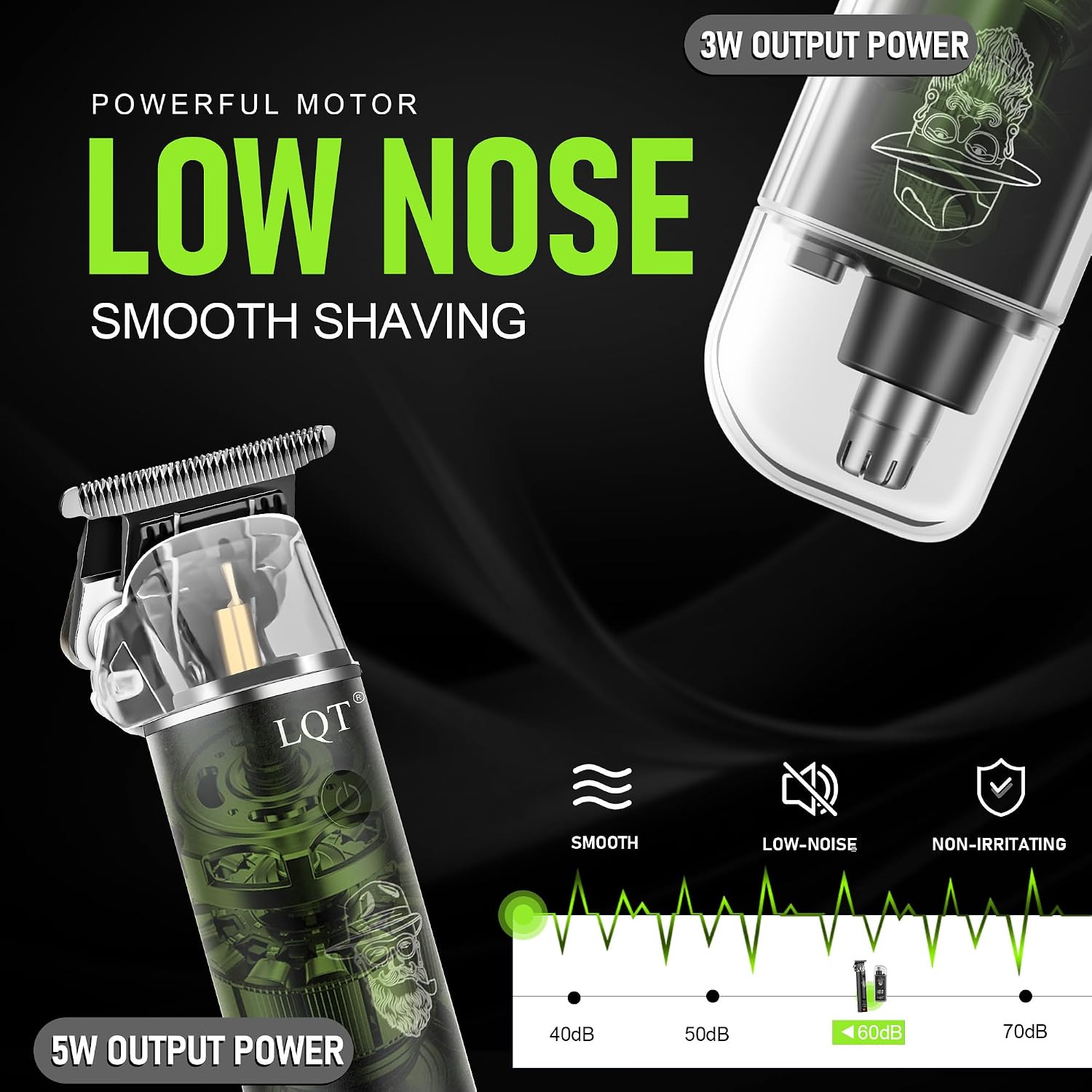 Rechargeable Beard Trimmer Kit for Mustaches, Nose Hair, and Light Detailing and