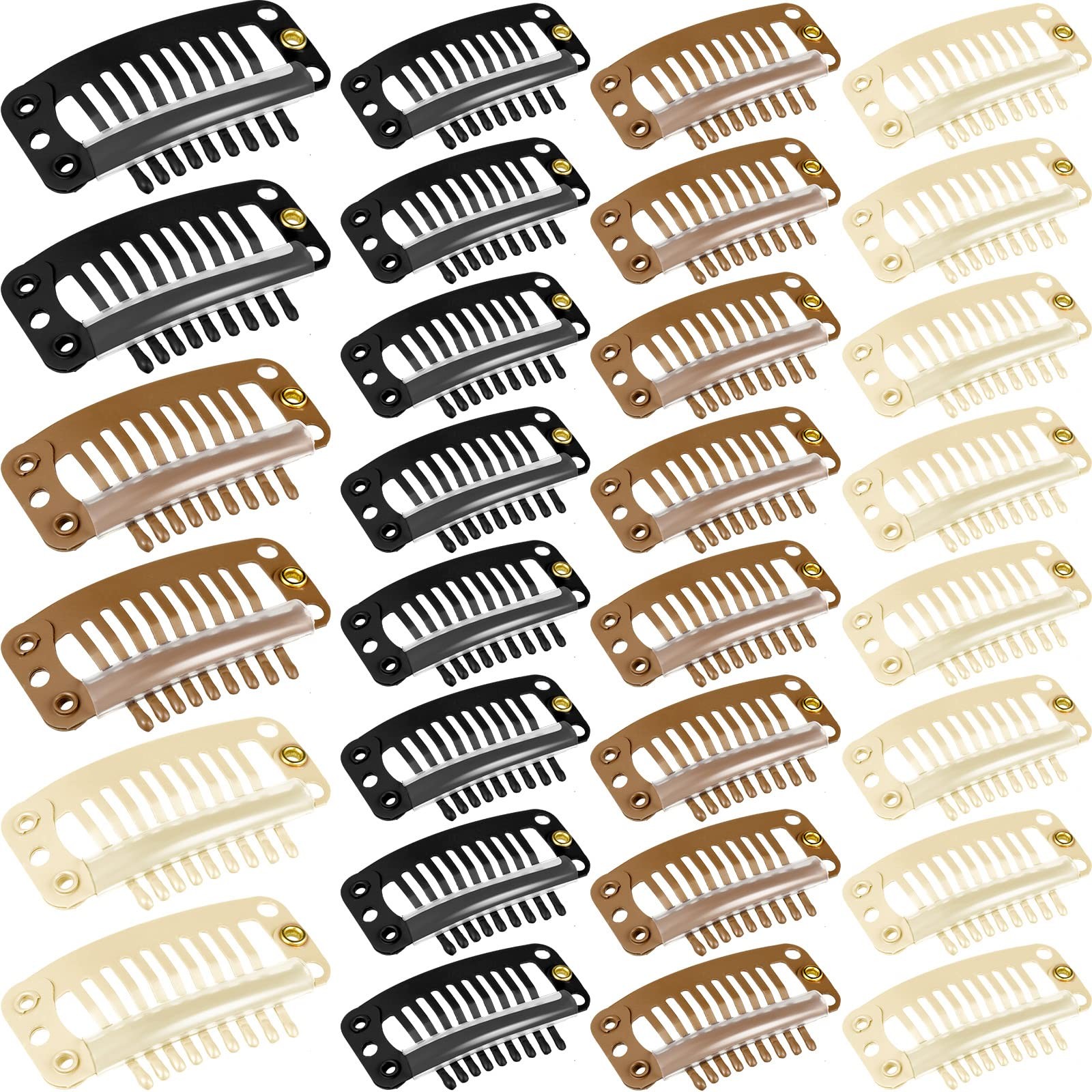 WILLBOND 30 Pieces 32 mm 9-teeth Hair 30 Count (Pack of 1), Mixed Colors