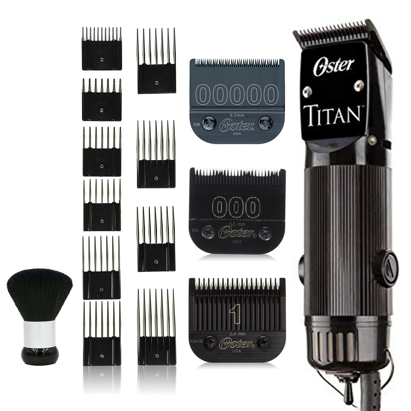 Oster Titan 76076-310 2-Speed Clipper with00000 Blade, 10 Piece Guides &Brush