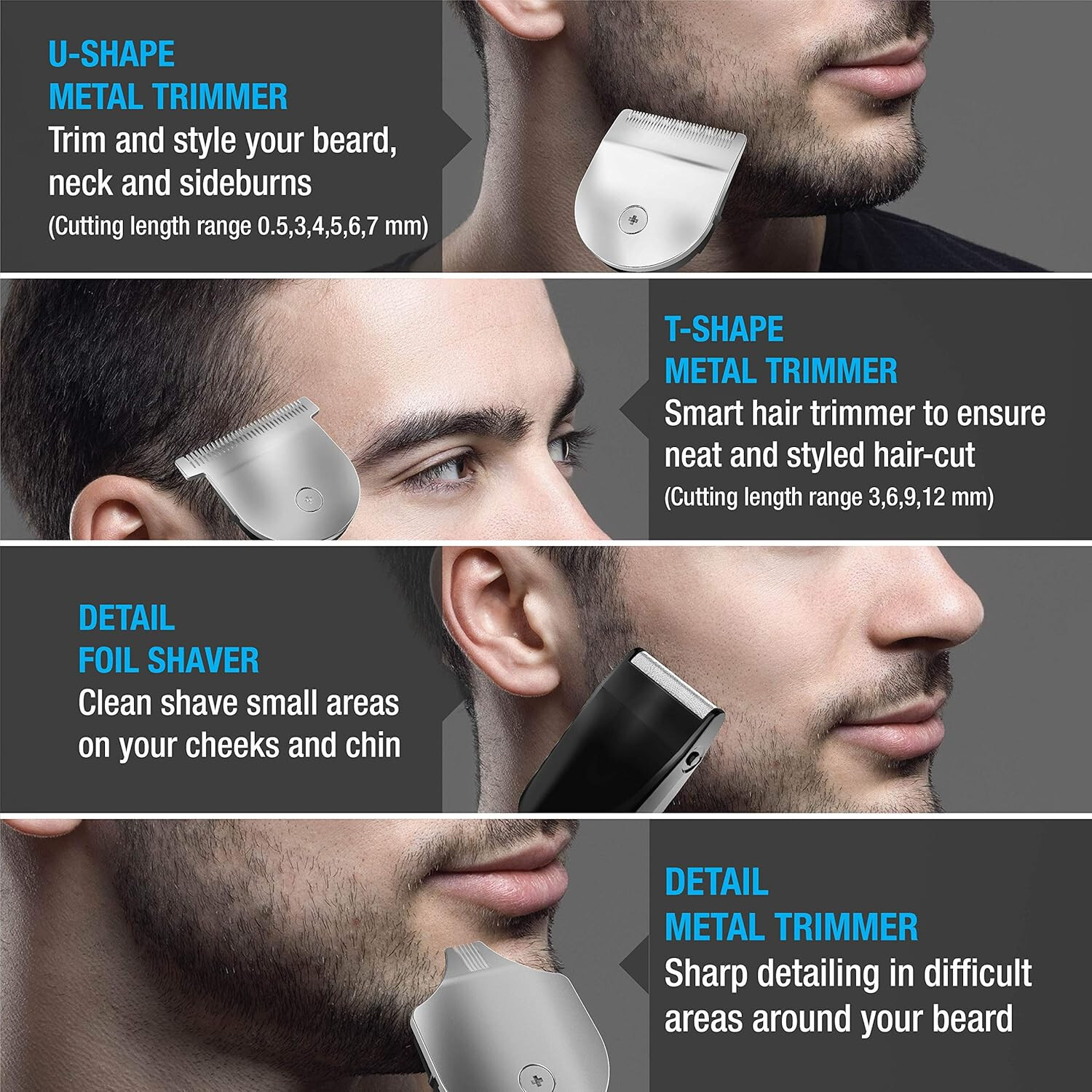 Havells Multipurpose Trimmer for Mens, Hair Trimmer, Stainless Steel,‎‎GS6451,