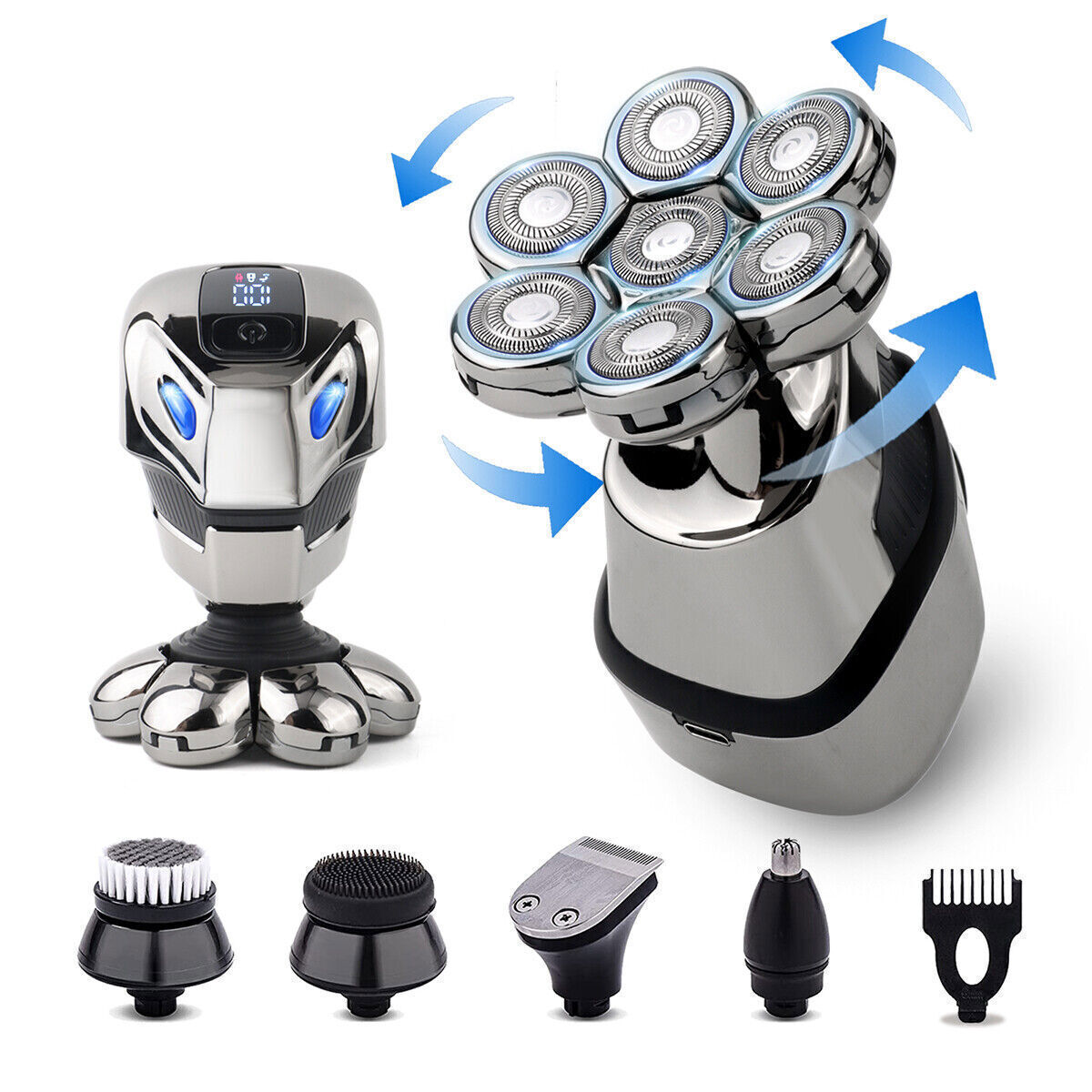 Cordless Electric Hair Remover Shavers Bald Head Razor Smooth Skull Cord Wet Dry