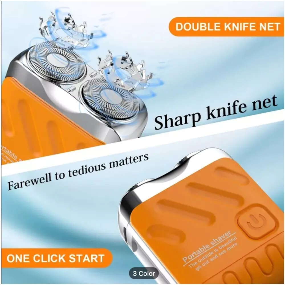 Men Mini Rotating Double Head Travel Shaver USB-C Charging Portable Shaver-R18