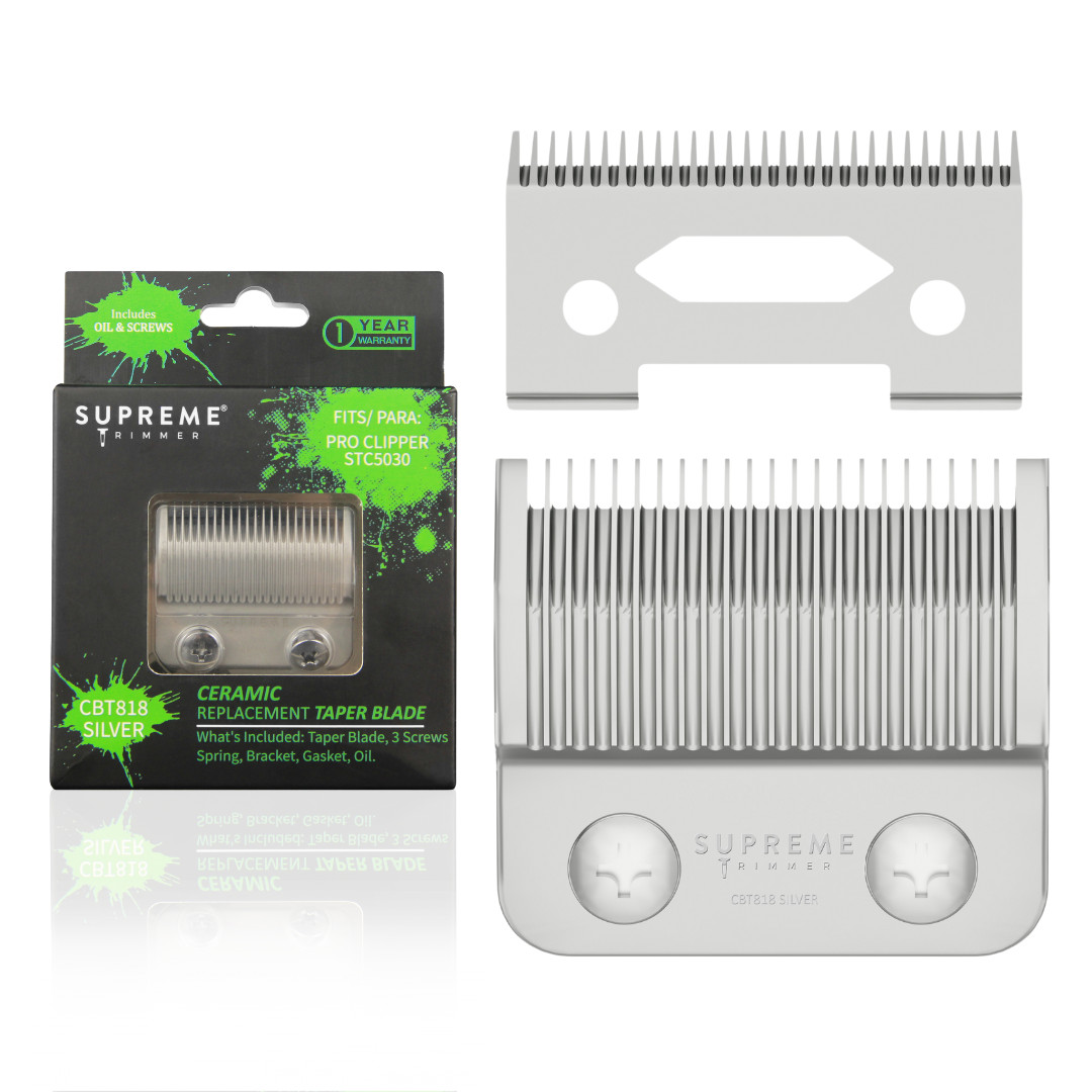 Supreme Trimmer Replacement Taper Blade CBT818 | for Clippers | Ceramic Silver