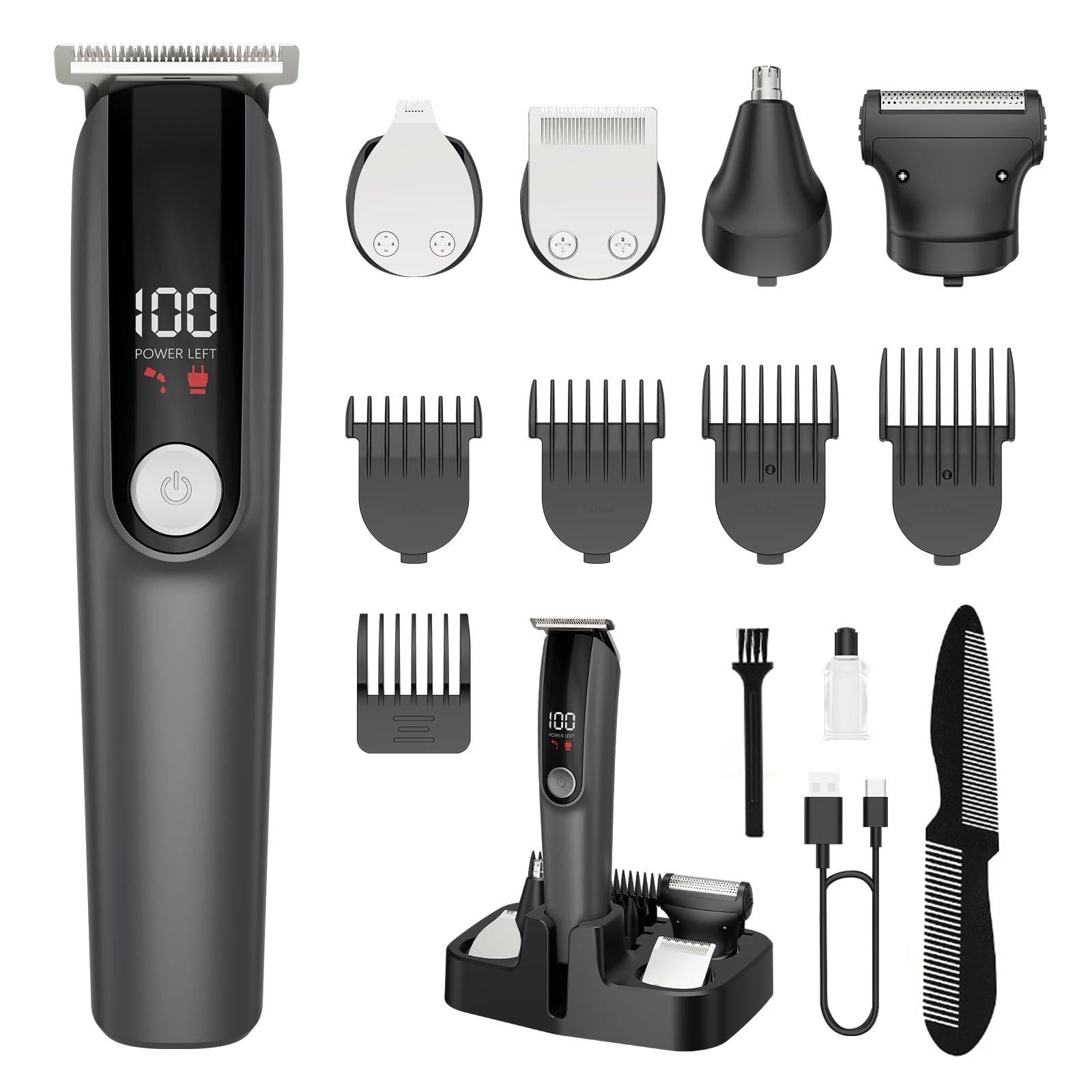 Beard Trimmer for Men, Electric Razor for Nose, Body, Face and Mustache, 5-in-1